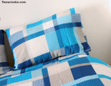 Blue Squares Best Value Duvet Bed Set|طقم شراشف القيمة الافضل ازرق مع لحاف