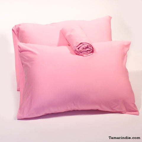 Pink T-shirt Fabric Bed Sheets|طقم شراشف قماش التي شيرت لون وردي