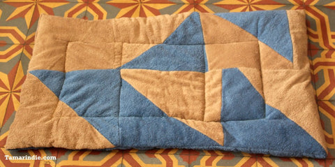 Blue & Beige Patchwork Towel Mat|بساط باتشورك ازرق وبيج