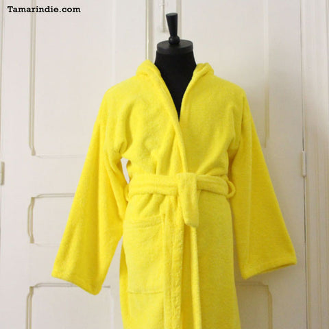 Thick Yellow Hooded Bathrobe for Grownups or Kids| روب حمام سميك للكبار أو للصغار لون أصفر
