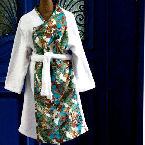 Green Floral Towel Coat| معطف منشفة ذات نقش ازهار