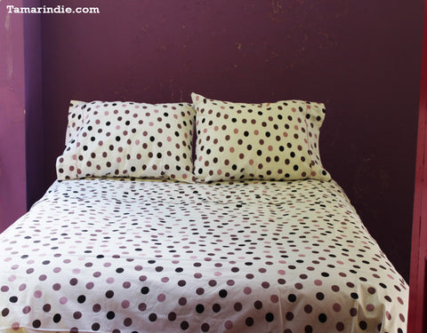 Aubergine Polka Dots Duvet Bed Set|طقم مفارش النقاط البنفسجية مع لحاف