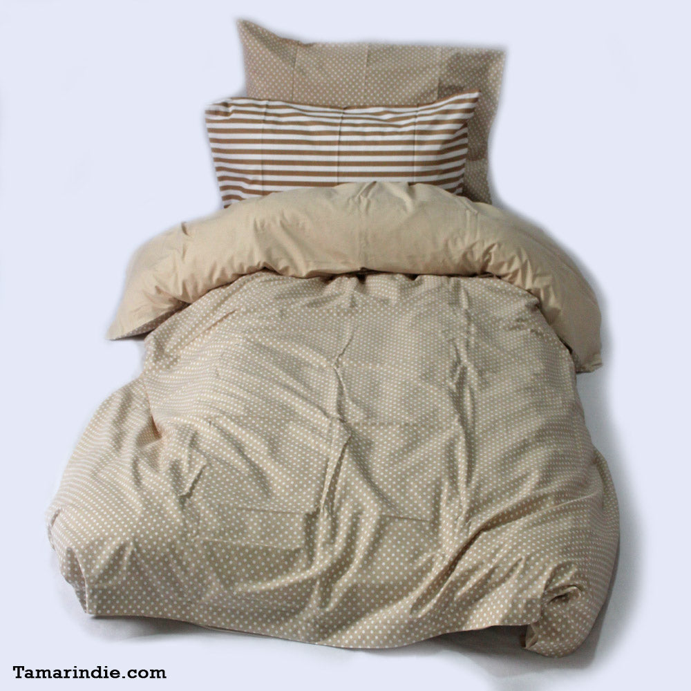 Beige Mixed Pattern Duvet Bed Set|طقم مفارش الأنماط الممزوجة البيج مع لحاف