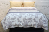 Beige & Grey Sateen Cotton Bed Sheets|طقم مفارش قطن حريري لون بيج ورمادي