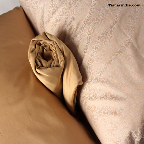 Beige Sateen Cotton Bed Sheets|طقم مفارش قطن حريري لون بيج