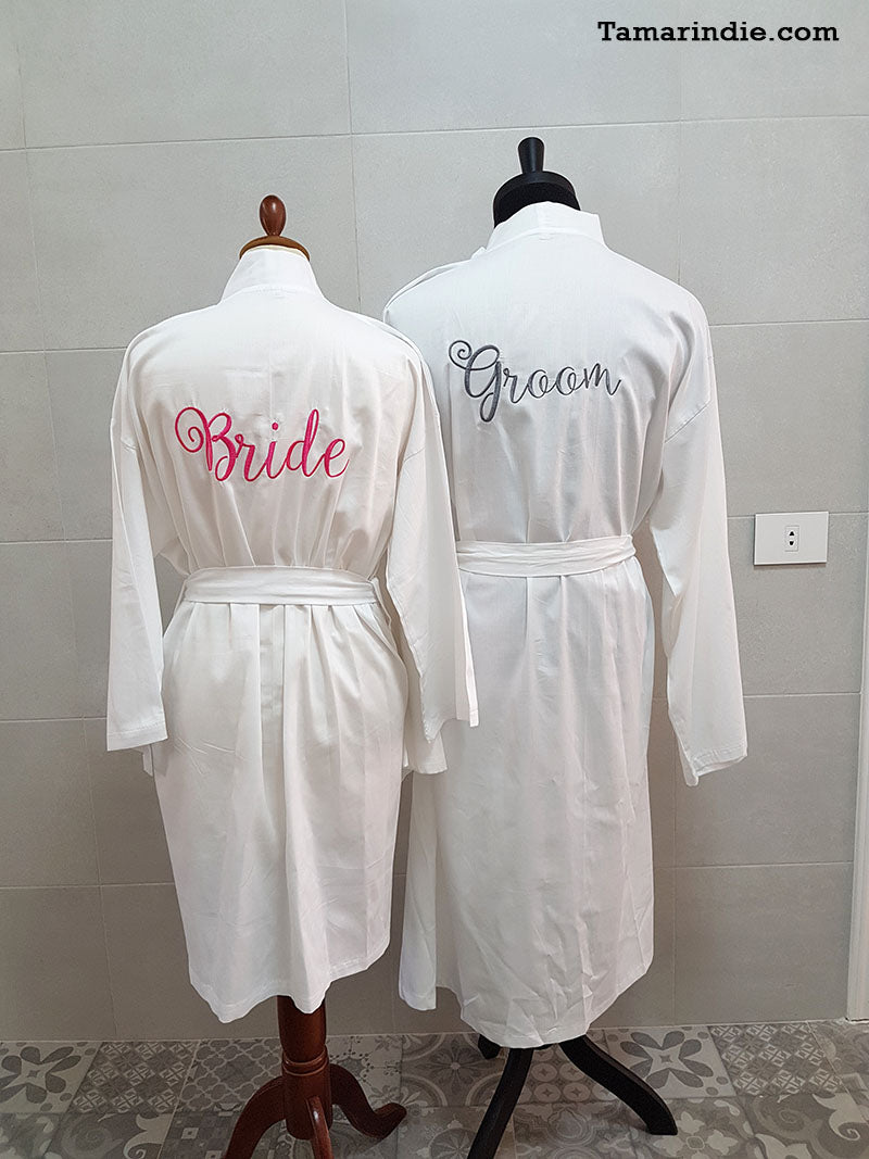 Cotton Satin Robe for Bride, Groom or Bridesmaid|رداء من الساتان القطني للعروس أو العريس أو وصيفة الشرف