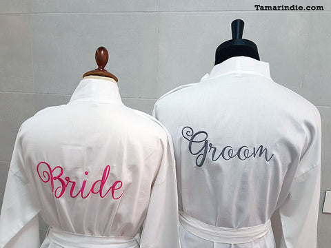 Cotton Satin Robe for Bride, Groom or Bridesmaid|رداء من الساتان القطني للعروس أو العريس أو وصيفة الشرف