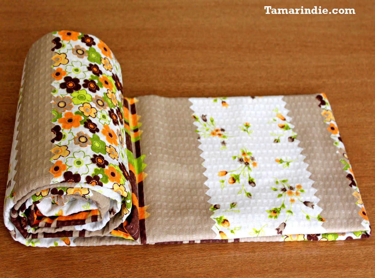 Printed Beige Cotton Blanket|بطانية قطن مطبوعة لون بيج