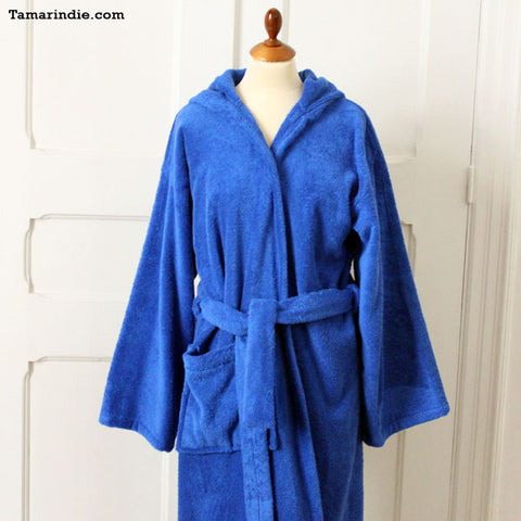 Thick Dark Blue Hooded Bathrobe for Grownups or Kids| روب حمام سميك للكبار أو للصغار لون أزرق داكن