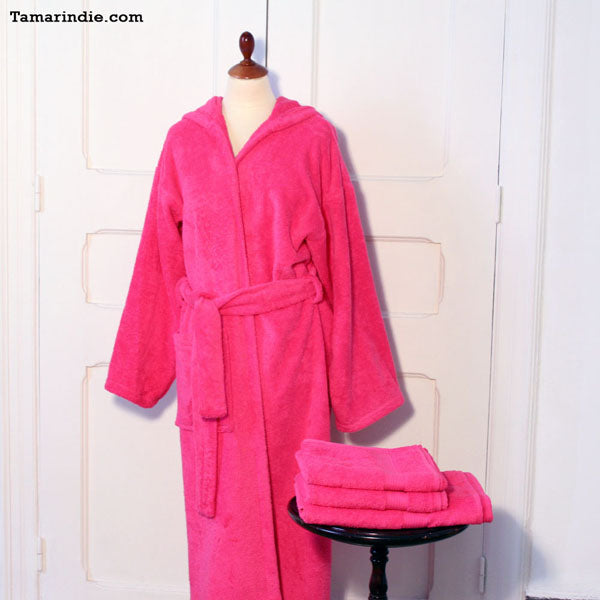 Thick Fushia Pink Hooded Bathrobe for Grownups or Kids| روب حمام سميك للكبار أو للصغار لون فوشيا