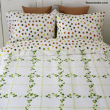 Green Flowers & Dots Duvet Bed Set|طقم مفارش الورود والنقاط الخضراء مع لحاف