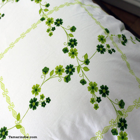 Green Flowers & Dots Duvet Bed Set|طقم مفارش الورود والنقاط الخضراء مع لحاف