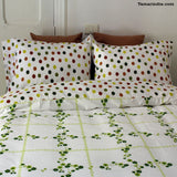 Green Flowers & Dots Duvet Bed Set|طقم مفارش الورود والنقاط الخضراء مع لحاف