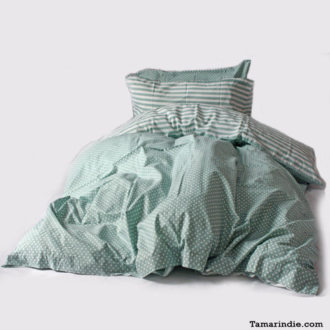 Green Mixed Pattern Duvet Bed Set|طقم مفارش الأنماط الممزوجة مع لحاف