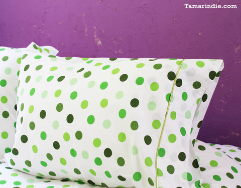 Green Polka Dots Duvet Bed Set|طقم مفارش النقاط الاخضر مع لحاف