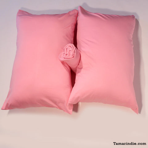 Pink T-shirt Fabric Bed Sheets|طقم شراشف قماش التي شيرت لون وردي