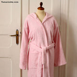 Thick Cherry Blossom Pink Hooded Bathrobe for Grownups or Kids| روب حمام سميك للكبار أو للصغار لون وردي فاتح