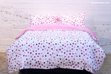 Double Pink Dots Duvet Bed Set|طقم مفارش النقاط الوردية المزدوجة مع لحاف