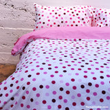 Double Pink Dots Duvet Bed Set|طقم مفارش النقاط الوردية المزدوجة مع لحاف