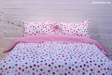 Double Pink Dots Duvet Bed Set|طقم مفارش النقاط الوردية المزدوجة مع لحاف