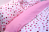 Double Pink Dots Duvet Bed Set|طقم مفارش النقاط الوردية المزدوجة مع لحاف