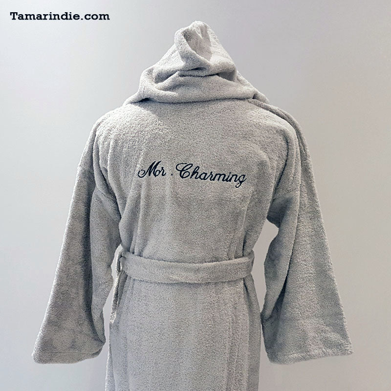 Thick Light Grey Hooded Bathrobe for Grownups or Kids| روب حمام سميك للكبار أو للصغار لون رمادي فاتح