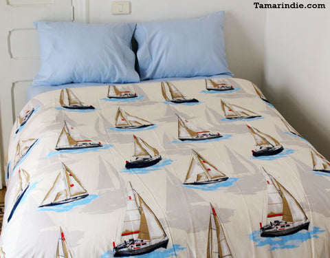 Naval Cotton Duvet Bed Set|طقم مفارش البحر القطنية مع لحاف