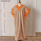 Orange & Beige Cashmere Towel Wrap|منشفة عباية مع تطريز كاشمير برتقالي