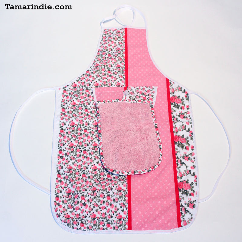 Peach Kitchen Apron with Detachable Towel|مريول مطبخ لون الخوخ مع منشفة متحركة