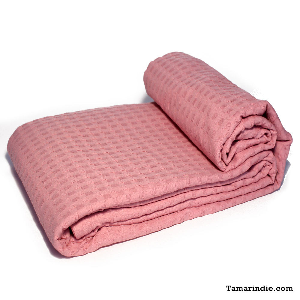 Coral Pink Cotton Blanket|بطانية قطن مرجانية