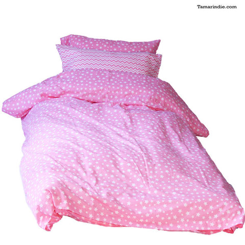 Single  "Be a Pink Star" Duvet Bed Set|طقم مفارش النجم الوردي المنفرد مع لحاف