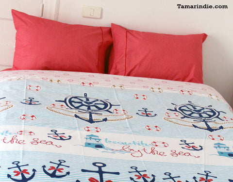 Sail Ahoy Cotton Duvet Bed Set|طقم مفارش الابحار القطنية مع لحاف