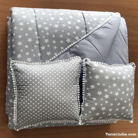 Grey Stars Double Bedspread| غطاء سرير النجوم الرمادية المزدوج