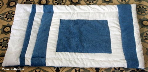 White & Blue Patchwork Towel Mat|بساط باتشورك ازرق وابيض