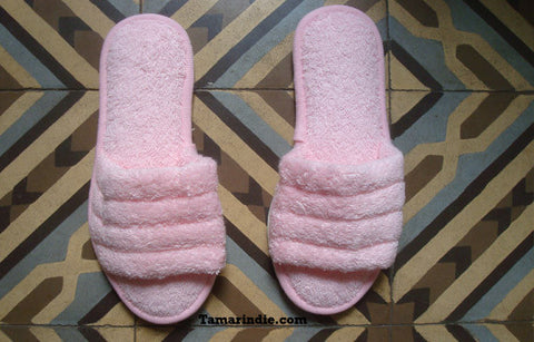 Pink Towel Slippers|شبشب او حذاء بيت زهري
