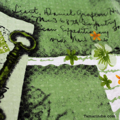Green Letters and Butterflies Cotton Blanket|بطانية الرسائل والفراشات الخضراء القطنية