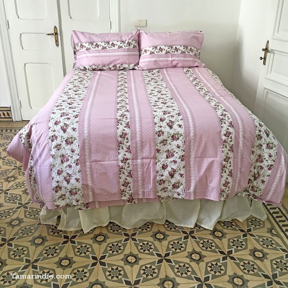 Polka Dots and Roses in Pink Bed Set|طقم مفارش النقاط والورود الوردية