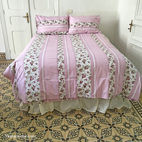 Polka Dots and Roses in Pink Bed Set|طقم مفارش النقاط والورود الوردية