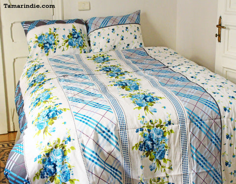 Turquoise and Grey Best Value Duvet Bed Set|طقم شراشف القيمة الافضل الرمادي والفيروزي مع لحاف
