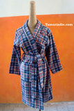 Blue and Red Stripes Winter Robe or Dressing Gown