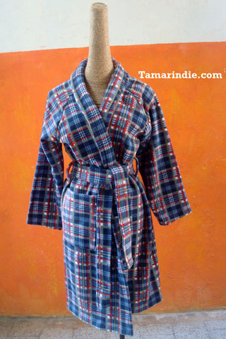 Blue Winter Robe with Stripes|روب ازرق مقلم للشتاء