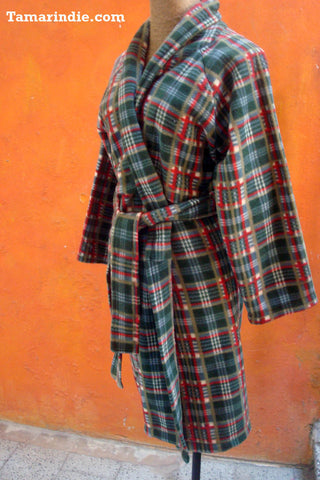 Green Winter Robe with Stripes|روب اخضر مقلم للشتاء