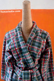 Green striped winter robe or dressing gown