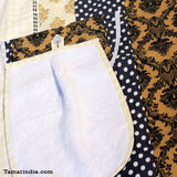 Yellow & Grey Kitchen Apron with Detachable Towel|مريول مطبخ لون رمادي وأصفر مع منشفة متحركة